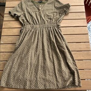 Olive Green Floral Dress